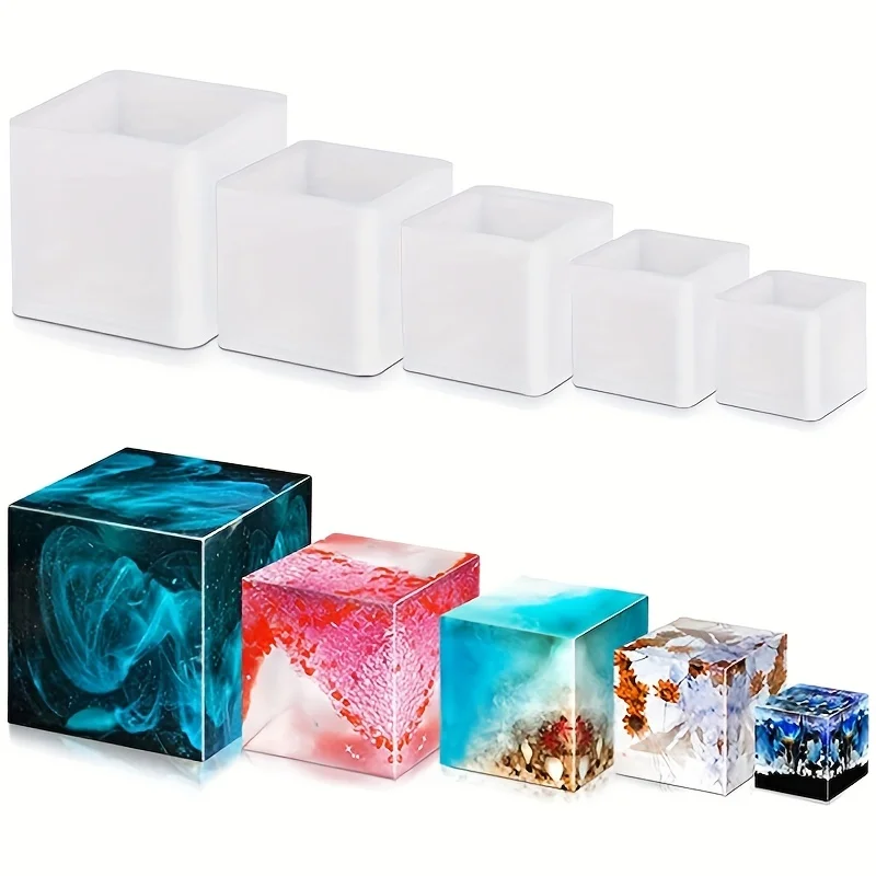 Silicone Epoxy Resin Molds Set - 5 قطعة قالب راتينج مربع سيليكون