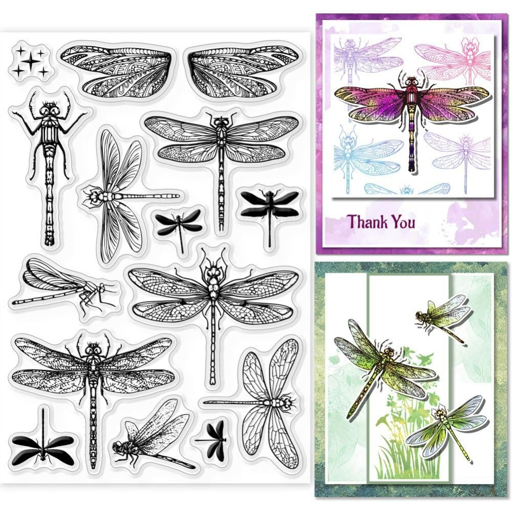 طوابع اليعسوب واضحة لقصاصات ذا - مراجعة Clear Silicone Stamps For Card Making وسعره